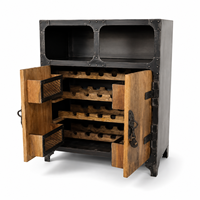 Boîte de rangement industrielle en bois et fer de style antique, de la fin du XXe siècle, pour bars, restaurants, hôtels, cuisines, salles à manger, caves à vin - CB-684