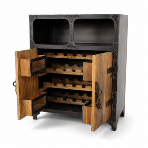 Antique-Style Wooden Iron Industrial Midcentury Commercial Storage Box CB-684 for Bars Restaurants Hotels Kitchens <b>Dining</b> Wine - Product Image 1