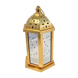 Faroles metálicos de Ramadán con laterales de vidrio transparente para exhibir velas o luces de hadas - Product Image 6