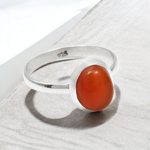 Cornaline orange naturelle 925 bagues en argent sterling massif avec pierres précieuses bagues en argent faites à la main bijoux fins aux prix de gros d'usine - Product Image 4