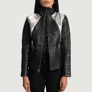 Veste en cuir PU grande taille pour femmes, teinte unie, respirante, légère, en tissu tricoté, de haute qualité, vente en gros - Product Image 1