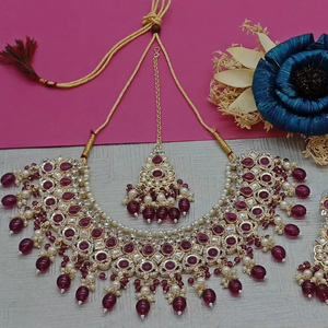 ชุดสร้อยคอโซ่ร้อยเชือกหิน CZ สำหรับผู้หญิงเครื่องประดับอินเดียแฟชั่นดีไซน์พิเศษล่าสุดสำหรับงานแต่งงานขนาดใหญ่ - Product Image 1