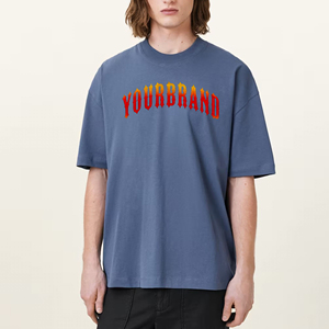 Camisetas de Hombre 2026 de Algodón 100% con Lavado Ácido Azul, Logotipo Impreso Digital Personalizado, Ajuste Holgado, Transpirables y Ecológicas - Artículo de Tendencia - Product Image 1