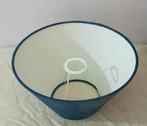 Moderno de lujo hecho a mano ecológico azul-verde Coolie tela de algodón pantallas de lámpara Marco de anillo de esmalte blanco para cubiertas de luz - Product Image 5
