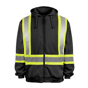 Veste de sécurité réfléchissante haute visibilité pour hommes, vêtements de travail à capuche de construction respirants, équipement de travail réfléchissant - Product Image 1