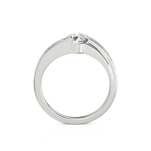 Jeulia Twist Bypass Moissanite Promise <b>Ring</b> Sterling Silver Rhodium Plated - Product Image 3