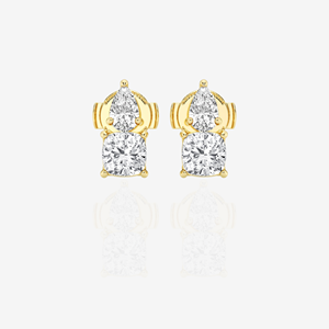 Cushion and Pear Cut Moissanite Diamond Sterling Silver <b>Stud</b> <b>Earrings</b> - Product Image 5