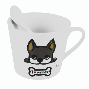 Set di Tazze in Ceramica Moderne con Disegni di Cani, Capacità 360ml, Cartoni Animati alla Moda e Cucchiaio, Regalo per la Festa del Papà o Halloween - Product Image 4