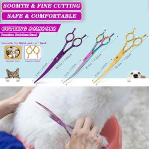 Tijeras de Aseo para perros y gatos curvadas multicolores de oro púrpura de calidad superior, herramienta de peinado multiusos duradera de alta calidad - Product Image 5