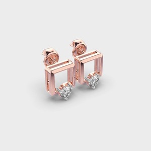 Pendientes de Diamantes Geométricos Cuadrados Cultivados en Laboratorio para Mujer, Joyería Personalizada en Oro Blanco/Rosa/Amarillo de 18K - Product Image 2