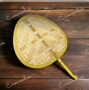 พัดลมมือถือไม้ไผ่ธรรมชาติสไตล์วินเทจด้ามยาวทอรูปวงรีสำหรับใช้ส่วนตัวผลิตภัณฑ์บ้านอัจฉริยะ - Product Image 6