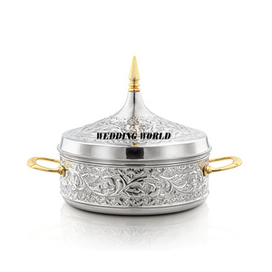 Marmite en métal de qualité supérieure faite à la main de créateur Casserole de forme ronde Chauffe-plat en métal de fantaisie vente en gros - Product Image 5