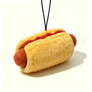 Customized Hot Dog Plush Pouch Hot-Dog-Shaped Plush Coin <b>Purse</b> PP Cotton Filling Fast-Food-Themed Halloween Unisex Zipper Bag - Product Image 2