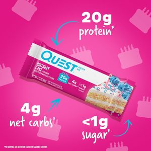 Barras de Proteína con Sabor a Pastel de Cumpleaños Quest Nutrition, Paquete de 12 - Product Image 3