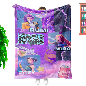 Manta de Felpa Suave y Cálida de Franela con Estampado Personalizado de Alta Calidad de Kpop Hunters Merch, Regalos <span class=keywords><strong>para</strong></span> Fans - Product Image 4