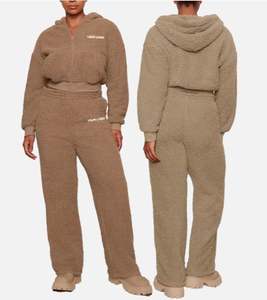High Quality Custom Plus Size Sherpa Fleece <b>Zip</b> <b>up</b> Women Hoodies Winter Tracksuit 2 Piece Wide Leg Sweat Pants Hoodie Set Women - Product Image 5