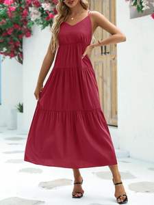 OEM Hot Selling Women Long Maxi Sleeveless With High Waist <b>Loose</b> Fitted Summer Holiday Outfit Backless Ankle Length Maxi <b>Dress</b> - Product Image 3