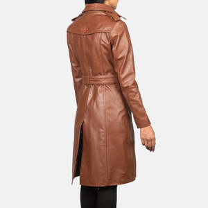Alice Brown Women's Double Breasted Leather Trench <b>Coat</b> Elegant Double-Breasted Design - Product Image 5