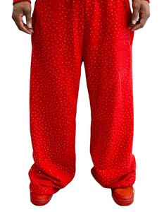 Pantalones Personalizados de Alta Calidad con Doble Cintura, Perlas y Pedrería, 100% Algodón Terry, Estilo Holgado con Perlas - Product Image 1