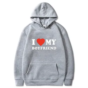 เสื้อฮู้ดพิมพ์ลาย I Love My Boyfriend/Girlfriend สุดฮิตปี 2026 แฟชั่นคู่รัก สไตล์สปอร์ต ลำลอง - Product Image 2