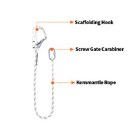 Système de corde de torsion pour engrenage de retenue de travail de la meilleure valeur Grand crochet Mousqueton en U Utilisation d'urgence Longe de positionnement de travail Corde de sécurité