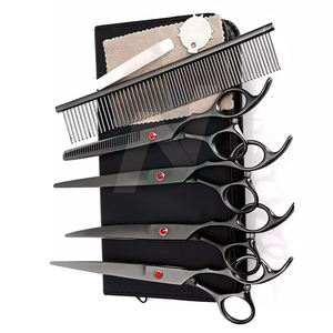 Juego de tijeras de aseo para perros de lujo de alta calidad, tijeras de dientes de acero inoxidable 440C, tijeras para perros de pulgadas negras, herramientas recargables - Product Image 4