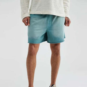 Custom Summer Acid Wash Cotton jogger Drawstring Vintage Short Streetwear Gradient <b>Ramp</b> Gym Men Shorts - Product Image 1