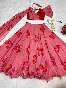 Venta caliente diseñador indio Lehenga Choli Readymade Organza seda impresión Digital trabajo para fiesta de boda desgaste directamente Pakistán - Product Image 3