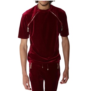Conjunto Deportivo de Terciopelo para Hombre, Camiseta y Pantalones Cortos Lisos de Color Sólido, Personalizable, de Alta Calidad y Transpirable - Product Image 6