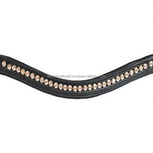 Personalizado 1 Fila cristales dorados mega Bling cadena de metal con incrustaciones de canal vacío forma de onda cuero ceja de caballo banda en mazorca completa - Product Image 3