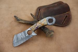 Couteau en acier damas fait à la main avec poignée personnalisée Gaine en cuir Cadeau pour hommes Support OEM - Product Image 5