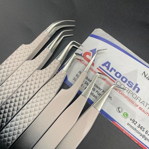 Juego de pinzas de doble tono de alta calidad al por mayor pinzas de extensión de pestañas de agarre de diamante de acero inoxidable sostenibles - Product Image 4