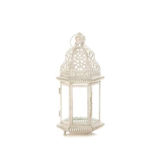 Farol de hierro de diseño único, blanco, el más vendido al por mayor, para uso decorativo en el hogar, hoteles, restaurantes, bodas, oficinas, hecho en India. - Product Image 1