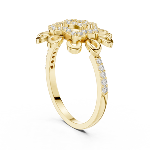 Anillo de Diamantes Personalizado al por Mayor para Mujer, Diseño Floral de Racimo de Rayos de Sol, Plata y Oro, Directo de Fábrica, OEM ODM - Product Image 5