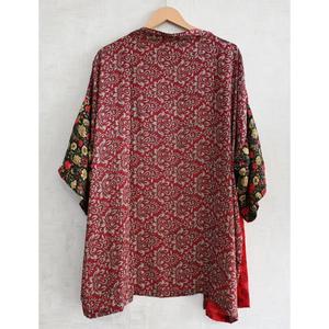 Kimono corto de seda india, hecho a mano, estampado, ropa de dormir para mujer, ropa de estar por casa, albornoz - Product Image 4