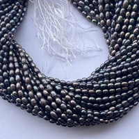 Perles d'eau douce naturelles arc-en-ciel noires de 4mm 5mm, fil de riz en pierre de gros, perles de culture pour la fabrication de bijoux