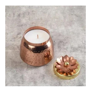 Tarro de vela de cobre de Metal hecho a mano indio, último diseño martillado, vela profunda, tarro de vela de cera votiva Con estañado para decoración de luz del hogar - Product Image 4