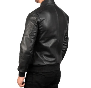100% véritable haute rue hommes coupe ajustée veste en cuir col montant fermeture à glissière Satin doublure hiver respirant coupe-vent - Product Image 5