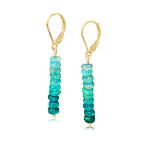 925 boucles d'oreilles en argent Sterling perles d'opale verte plaqué or jaune bijoux de pierre de naissance pour femmes pour anniversaire fête de mariage - Product Image 1