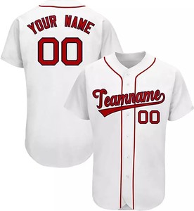 Camiseta de Béisbol Roja Personalizada para Hombre, Nombre del Equipo y Número Personalizados, Uniforme de Manga Corta con Botones, Cosido, Transpirable, Deportivo - Product Image 3