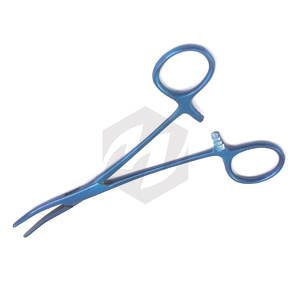 Instrumento quirúrgico de acero inoxidable de alta calidad de 5,5 \ ", pinzas hemostáticas curvadas azules, abrazaderas de bloqueo Manual, médico duradero - Product Image 6