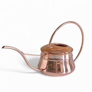 Arrosoir en cuivre poli de qualité supérieure avec poignée circulaire artistique, bec verseur allongé et corps conique - Product Image 3