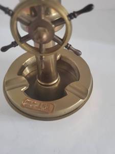 Designer Nautical Brass <b>Ashtray</b> with Clock-Unique and Chic Modern Design Handmade Portable Round - Product Image 2