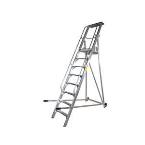 Industrial 9-<b>Step</b> <b>Platform</b> Ladder with Work <b>Platform</b> for Outdoor Warehouse Exterior Staircase Use - Product Image 1
