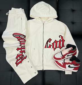 Hot Selling 2-Piece Women's Gym Wear Activewear Set Solid Color Sweatshirt Sport Sweatpants Front Logo Casual <b>Hoodies</b> for Men - Product Image 5