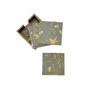 Wholesale Exclusive 4-Piece Square Resin Horn Bone Coaster Set Natural Slices Eco-Friendly Modern Coffee Tea <b>Cup</b> <b>Mat</b> Padded - Product Image 4