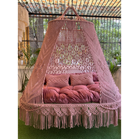 Fauteuil suspendu en macramé de luxe fait main, hamac en corde de coton artisanal pour usage extérieur