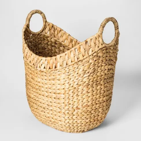 Water hyacinth storage laundry baskets with handle woven home organization container basket