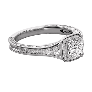 Round Diamond Prong <b>Set</b> <b>Square</b> Halo Engagement Ring - Product Image 6