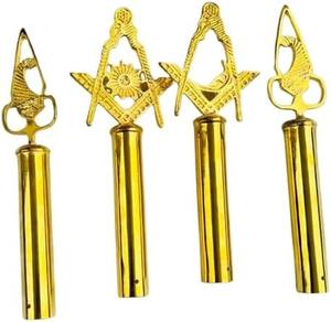 Conjunto de insignias masónicas doradas para la logia azul con emblema MM, bastón masónico (juego de 4) - Product Image 1